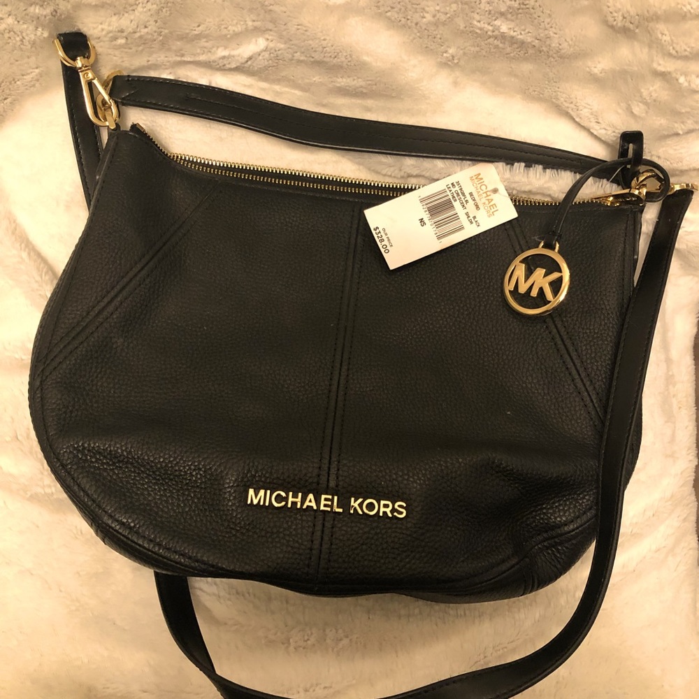 Michael Kors black crossover double handle purse